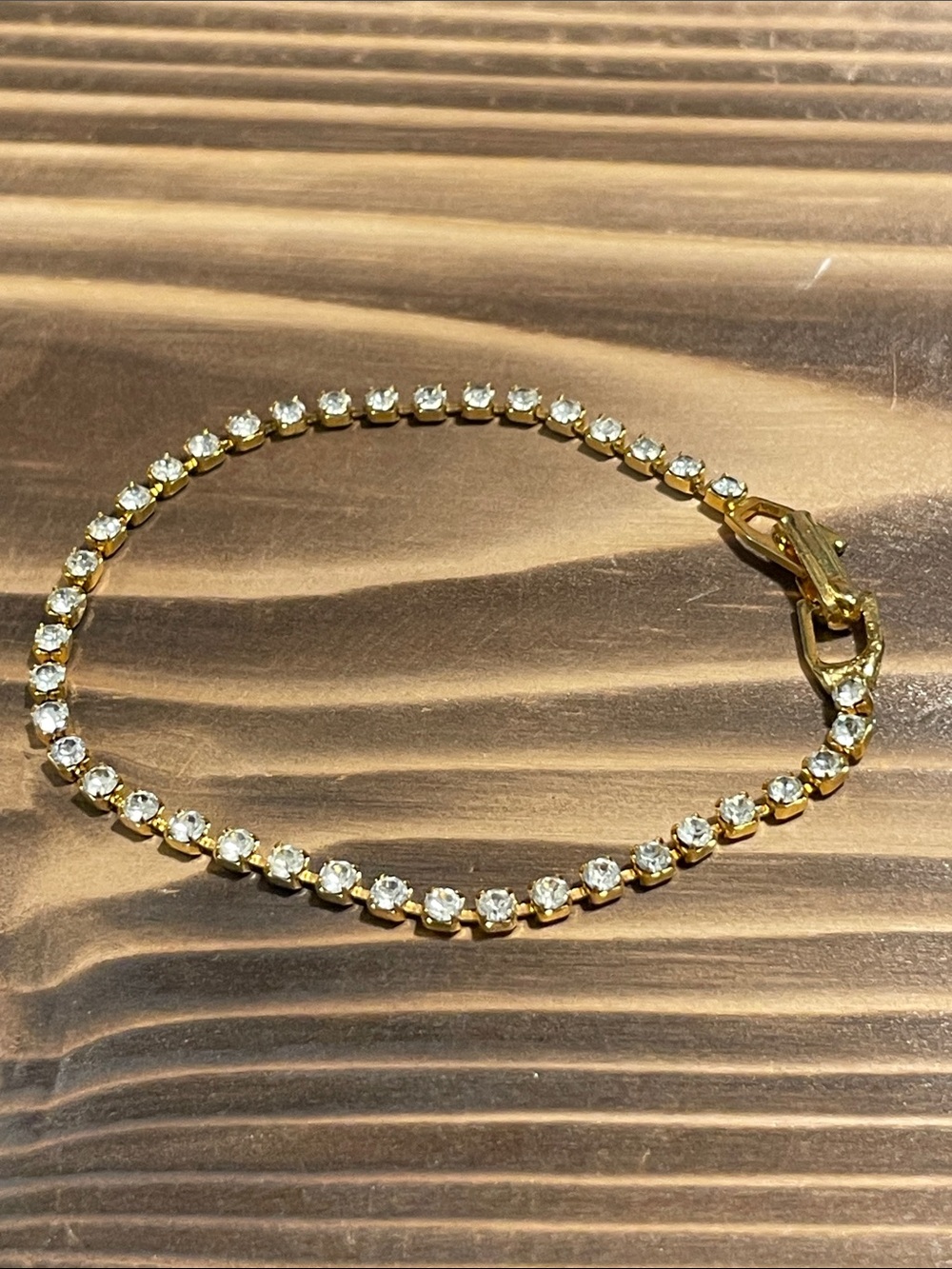 Gold-Tone Clear Crystal Tennis Bracelet